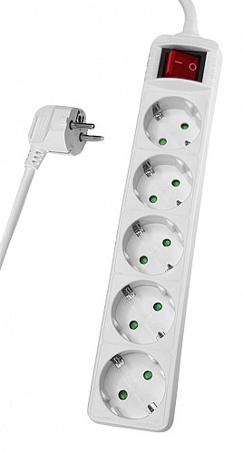 POWERTECH πολύπριζο PT-874, 5x schuko, 16A, 1.5m, λευκό PT-874