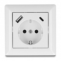 DELOCK πρίζα τοίχου 11499 με θύρες φόρτισης USB & USB-C, 18W PD, λευκή 11499