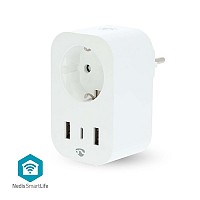 Wi-Fi Smart πρίζα με 3 θύρες φόρτισης USB και μετρητή κατανάλωσης ενέργειας, 3680W NEDIS WIFIP151FWT