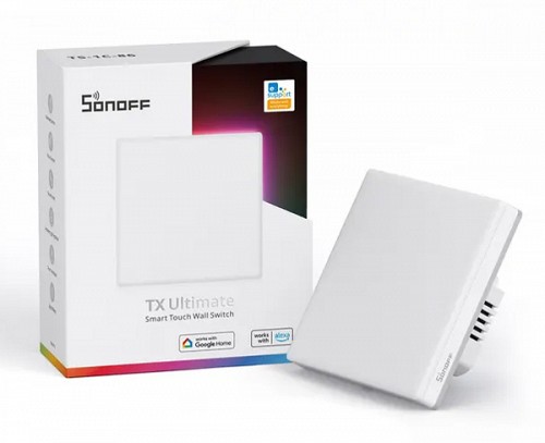 SONOFF smart διακόπτης T5-1C-86 με LED φωτισμό, μονός, Wi-Fi, λευκός T5-1C-86