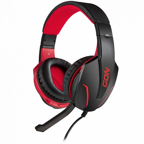 Gaming headset με ρυθμιζόμενο σε κλίση μικρόφωνο, σε μαύρο χρώμα και κόκκινο LED φωτισμό NOD GROUND POUNDER